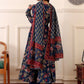 Rajwada Navy Blue Rayon Printed Kurta Set For Women