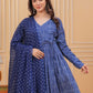 Rajwada Royal Blue Rayon Printed Kurta Set For Women