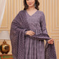 Rajwada Mauve Rayon Printed Kurta Set For Women