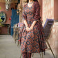Rajwada Rust Brown Rayon Printed Kurta Set For Women