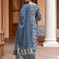 Rajwada Navy Blue Rayon Printed Kurta Set For Women