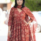 Rajwada Red Rayon Printed Kurta Set For Women