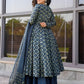 Rajwada Navy Blue Rayon Printed Kurta Set For Women