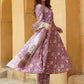 Rajwada Mauve Pink Rayon Printed Kurta Set For Women