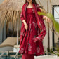 Rajwada Dark Maroon Rayon Printed Kurta Set For Women
