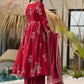 Rajwada Dark Maroon Rayon Printed Kurta Set For Women