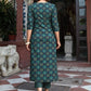Rajwada Teal Green Rayon Printed Kurta Set For Women