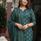 Rajwada Teal Green Rayon Printed Kurta Set For Women
