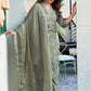Rajwada Pista Green Rayon Printed Kurta Set For Women