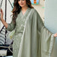 Rajwada Pista Green Rayon Printed Kurta Set For Women