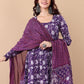 Rajwada Dark Purple Rayon Printed Kurta Set For Women