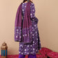 Rajwada Dark Purple Rayon Printed Kurta Set For Women