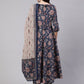 Rajwada Dusty Blue Rayon Printed Kurta Set For Women
