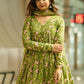 Rajwada Olive Green Rayon Printed Kurta Set For Women