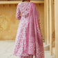 Rajwada Light Pink Rayon Printed Kurta Set For Women