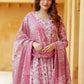 Rajwada Light Pink Rayon Printed Kurta Set For Women