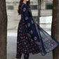 Rajwada Navy Blue Rayon Printed Kurta Set For Women