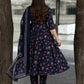 Rajwada Navy Blue Rayon Printed Kurta Set For Women