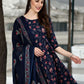 Rajwada Navy Blue Rayon Printed Kurta Set For Women