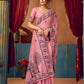 Rajwada Light Pink Cotton Blend Printed Saree For Women