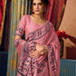 Rajwada Light Pink Cotton Blend Printed Saree For Women