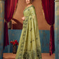 Rajwada Pista Green Cotton Blend Printed Saree For Women