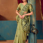 Rajwada Pista Green Cotton Blend Printed Saree For Women