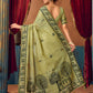 Rajwada Pista Green Cotton Blend Printed Saree For Women
