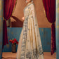 Rajwada Beige Cotton Blend Printed Saree For Women