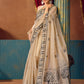 Rajwada Beige Cotton Blend Printed Saree For Women