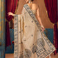 Rajwada Beige Cotton Blend Printed Saree For Women