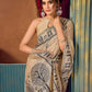Rajwada Beige Cotton Blend Printed Saree For Women