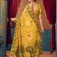 Rajwada Mustard Yellow Cotton Blend Printed Saree For Women
