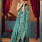 Rajwada Mint Green Cotton Blend Printed Saree For Women