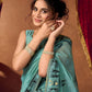 Rajwada Mint Green Cotton Blend Printed Saree For Women