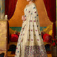 Rajwada Off White Cotton Blend Printed Saree For Women