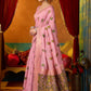 Rajwada Light Pink Cotton Blend Printed Saree For Women