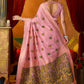 Rajwada Light Pink Cotton Blend Printed Saree For Women