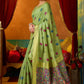 Rajwada Light Green Cotton Blend Printed Saree For Women