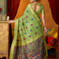 Rajwada Light Green Cotton Blend Printed Saree For Women