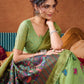 Rajwada Light Green Cotton Blend Printed Saree For Women