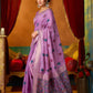 Rajwada Lavender Cotton Blend Printed Saree For Women