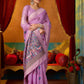 Rajwada Lavender Cotton Blend Printed Saree For Women