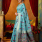 Rajwada Light Blue Silk Blend Printed Saree For Women