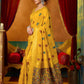 Rajwada Yellow Cotton Blend Printed Saree For Women