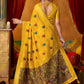 Rajwada Yellow Cotton Blend Printed Saree For Women