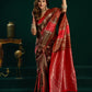 Rajwada Red and Brown Silk Blend Woven Saree For Women