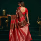 Rajwada Red and Brown Silk Blend Woven Saree For Women