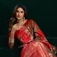 Rajwada Red and Brown Silk Blend Woven Saree For Women