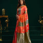 Rajwada Orange and Green Silk Blend Woven Saree For Women